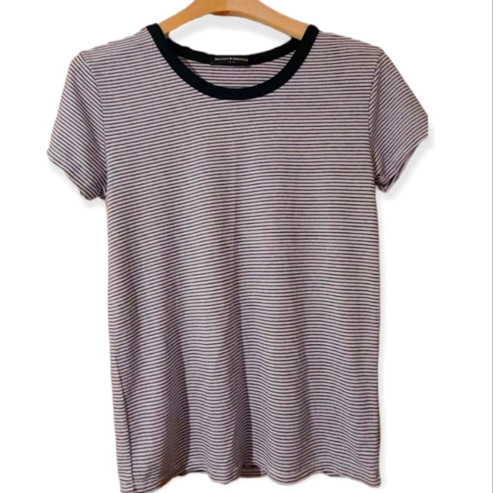 Brandy Melville Navy White Tee Super soft